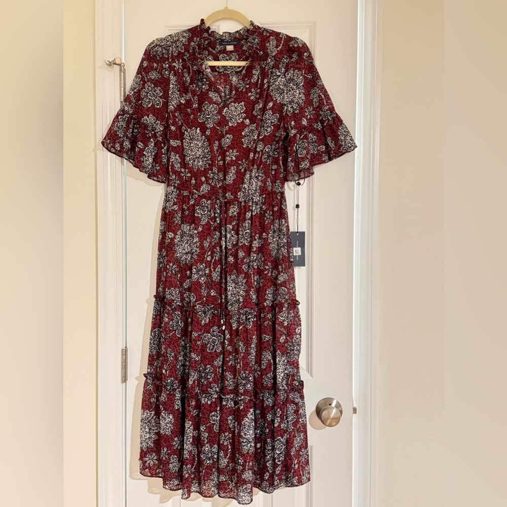 Tommy Hilfiger Burgundy Floral Maxi Dress (NEW WITH TAGS)
